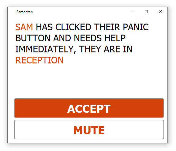 Samaritan panic button request